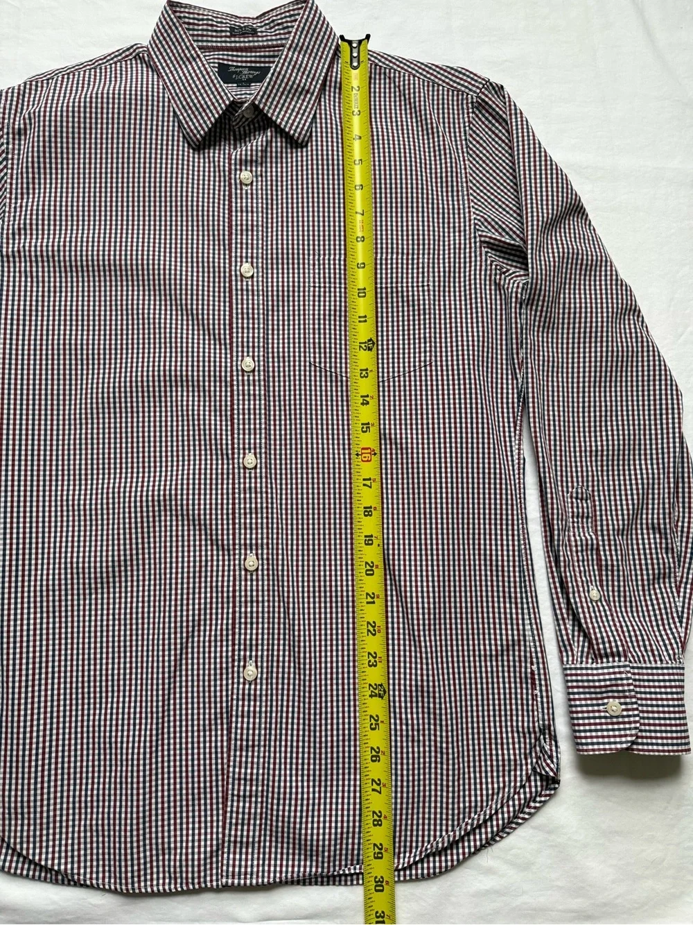 J. Crew Burgundy and Navy Micro-Check Button-Down Shirt
